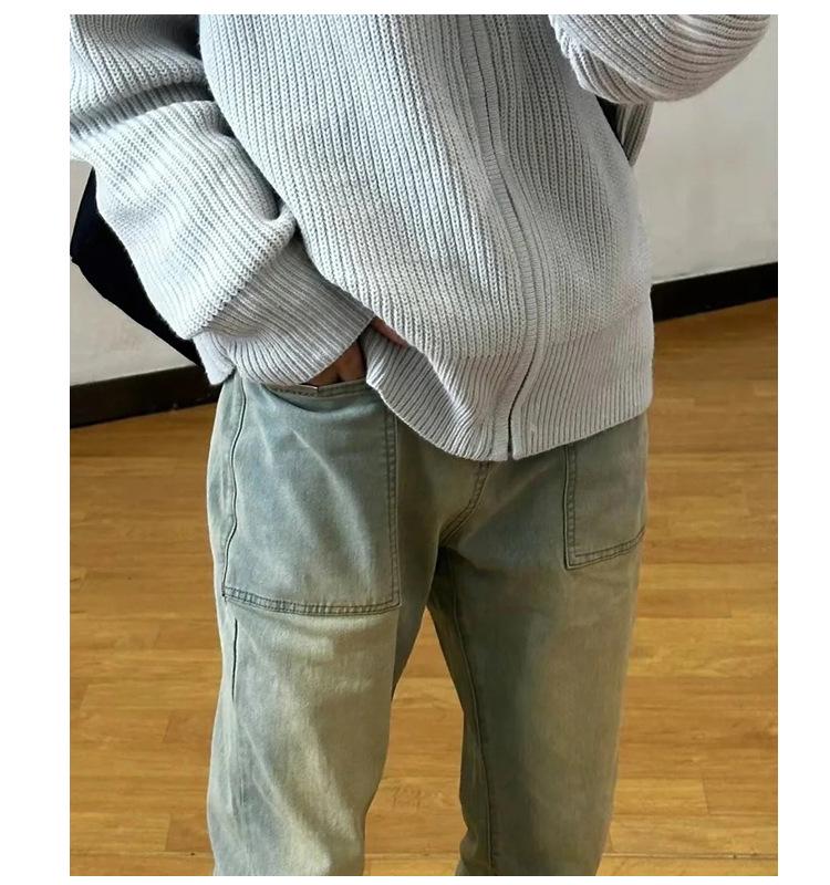 Men's Winter Stand-Up Collar Zip-Up Knit Cardigan Sweater - American Casual Style