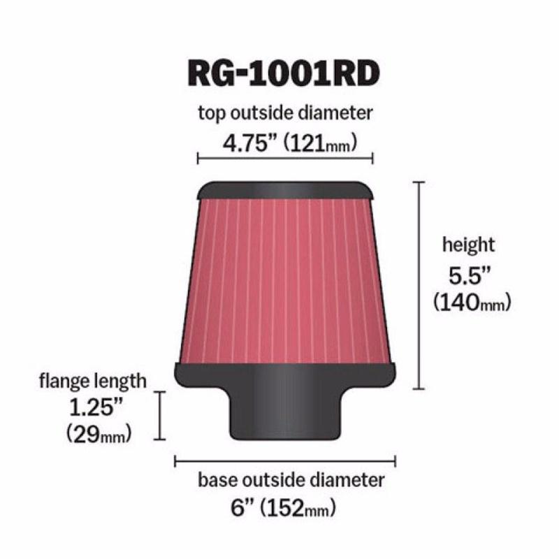 RED 1999 UNIVERSAL 152mm 6/" INCHES DIAMETER TRUCK DRY AIR INTAKE FILTER
