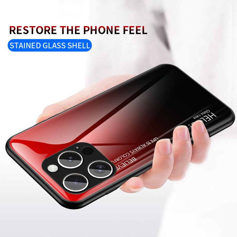 For iPhone 16 Pro Case Anti-Scratch Tempered Glass+PC+TPU Phone Cover