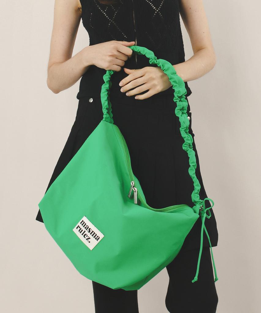 Masmarulez Nylon 2Way Shirring Hobo Bag_Green