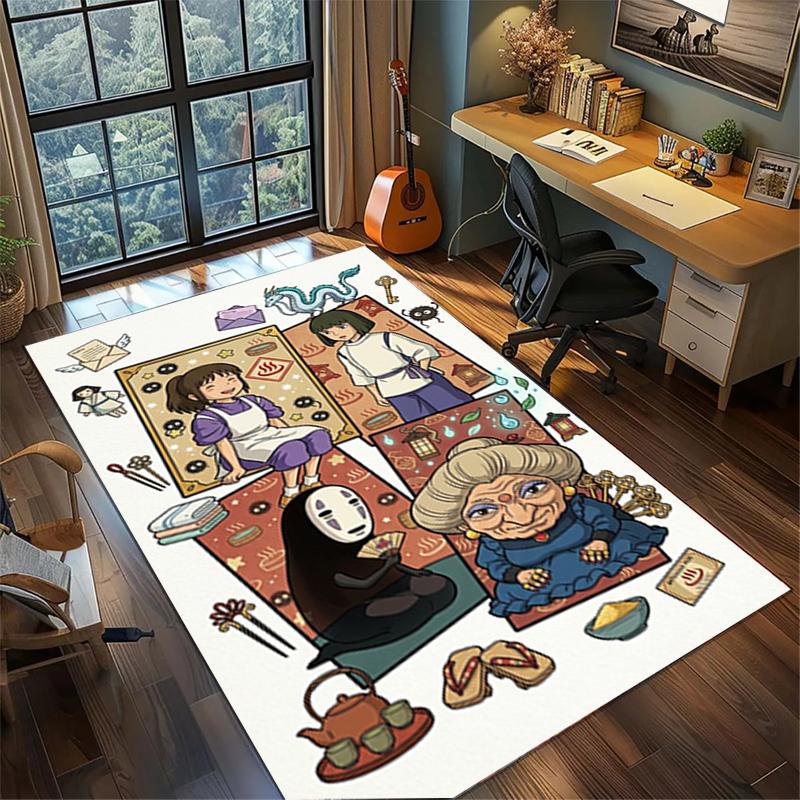Large Area Floor Mat Rug "Spirited Away" Non Slip Washable Carpet Bedroom Gamer Room Decor—kwq91
