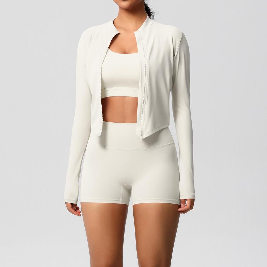 Women's 3-Piece Cloud-Feel Yoga Set: Tight Shorts, Shockproof Vest & Running Jacket