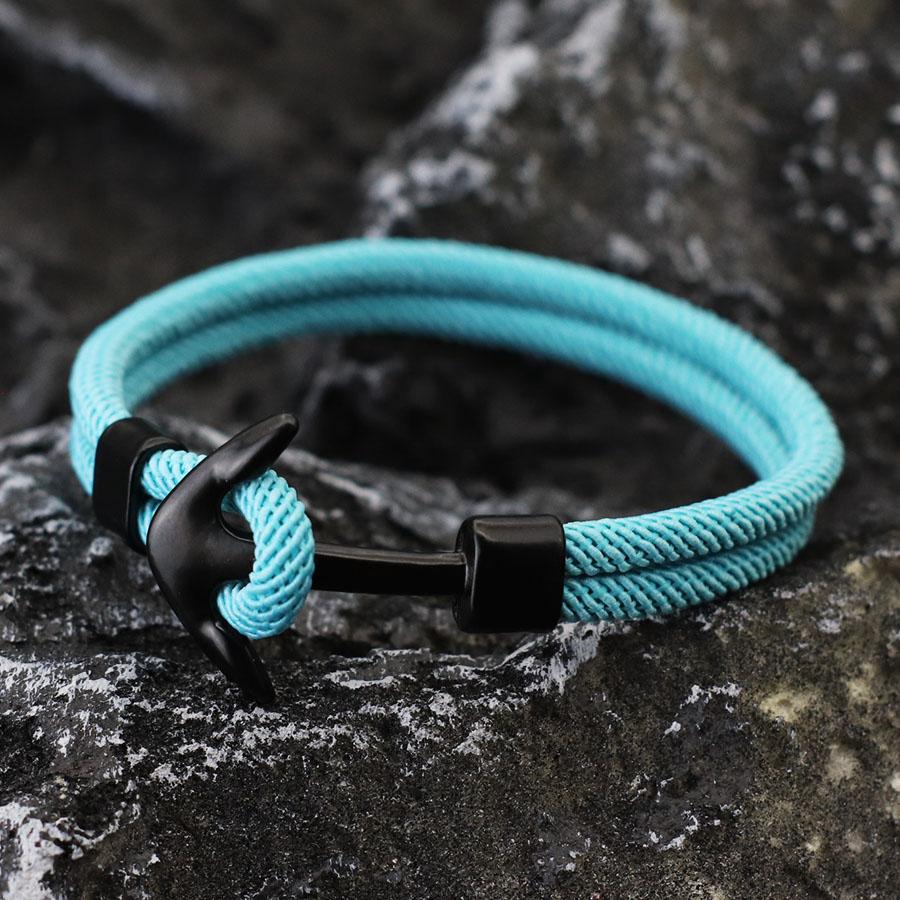 New Men Anchor Bracelet Handcrafted Nautical Rope Bangle With 4mm String Multiple Colors And Sizes Available