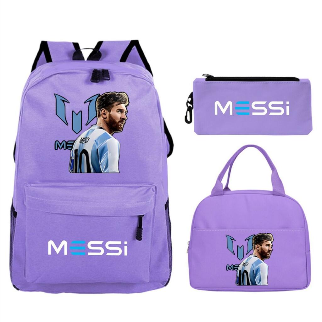 Football Star Peripheral Printed Backpack, Primary And Secondary School Children'S Three-Piece Simple Schoolbag