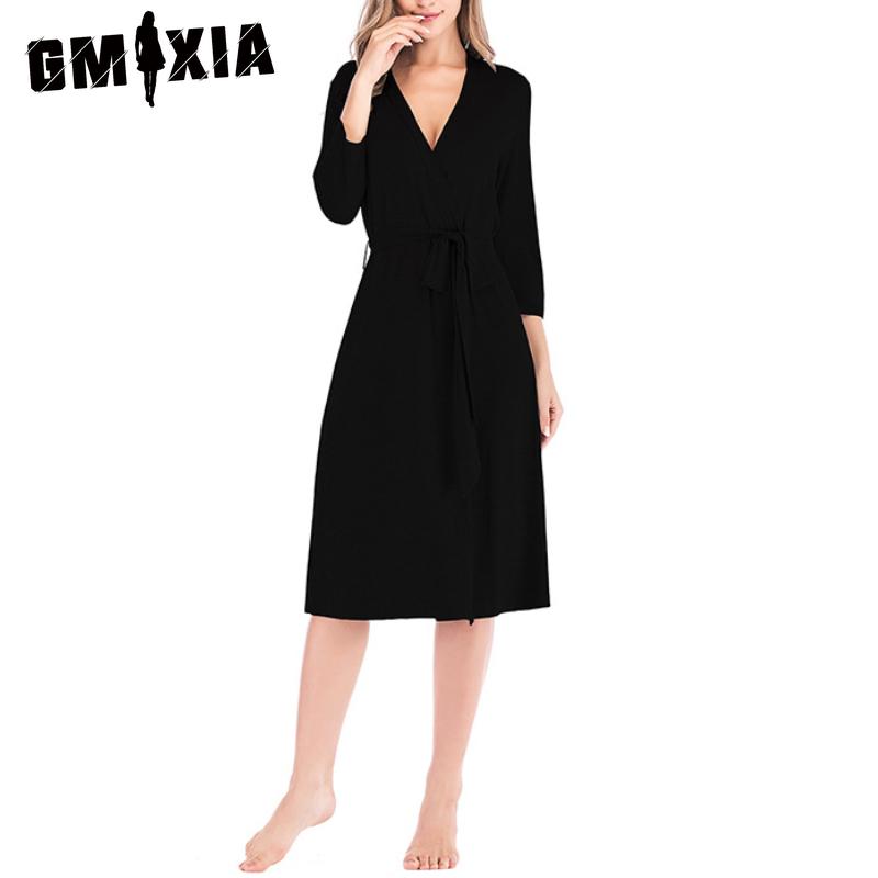 GMXIA Spring and Summer Robes New Women's Loose Loungewear Seven-minute Sleeve Splicing Robe