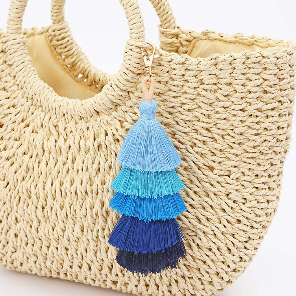 Handmade Tassels Bag Charm Keychain Bohemian Colorful Tassels Keychain Purse Handbags Pendant Decorations Car Keyrings