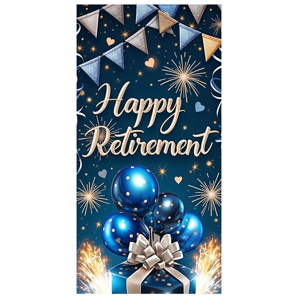 Event Banner Star Decoration Happy Retirement Banner Gold Theme Retirement Decor for Outdoor Party Home Decoration