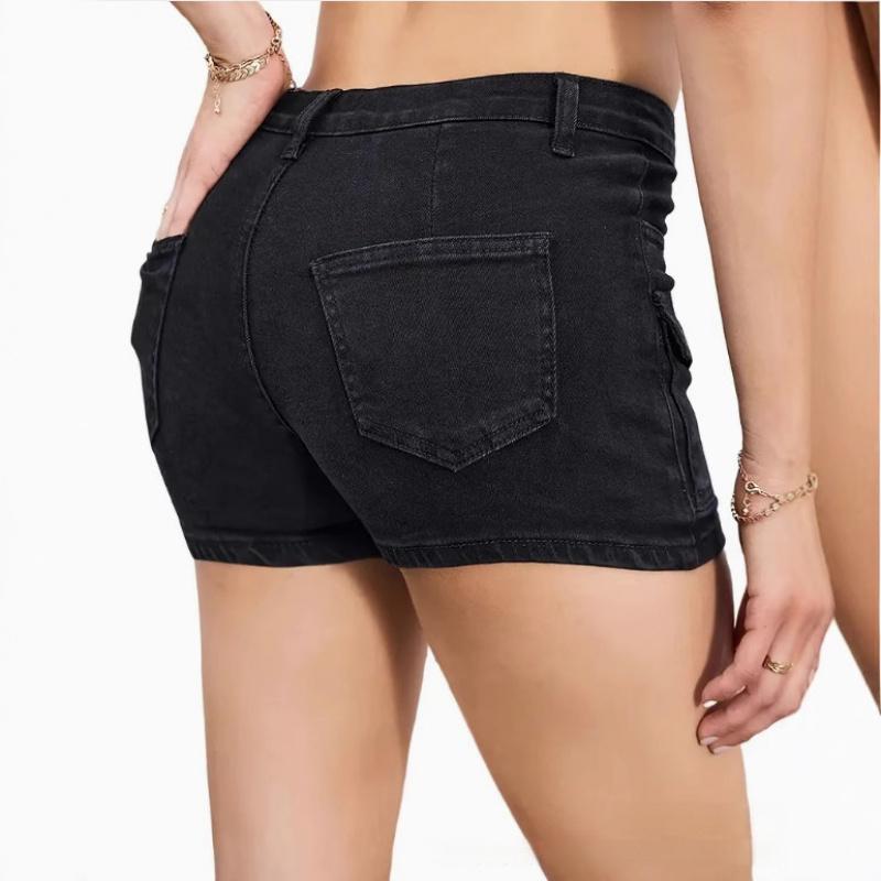 2026 Summer New Women's Denim Stretch Shorts with Multiple Pockets Casual Denim Shorts