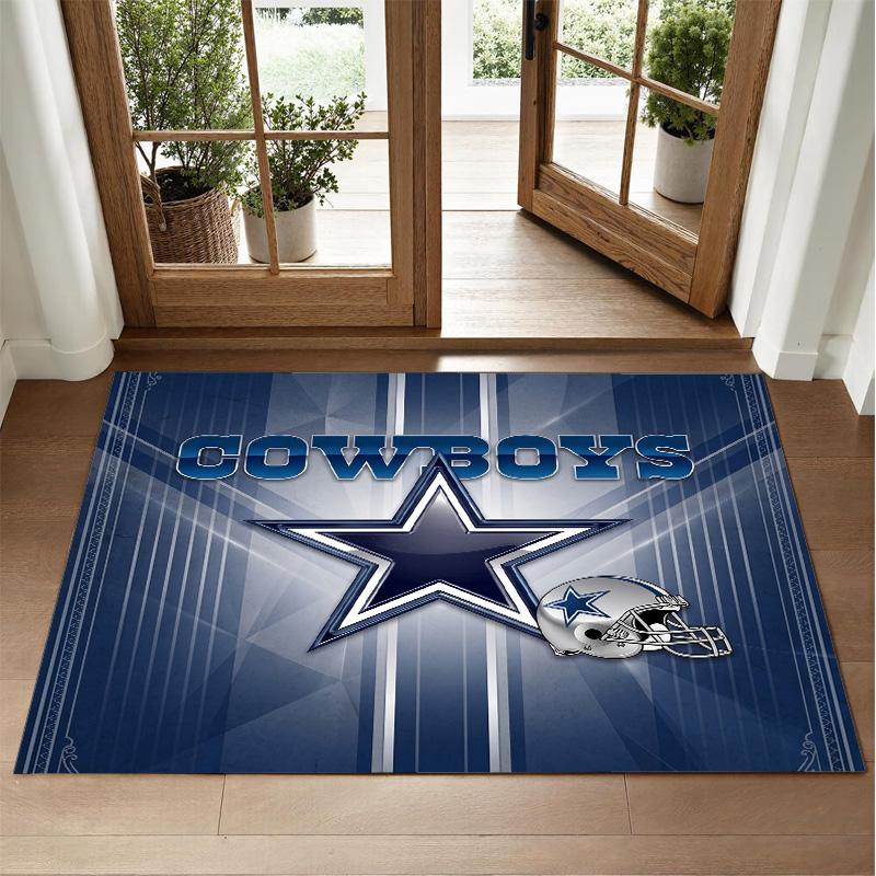 Dallas Cowboys Design Crystal Velvet Rug Soft Decorative Mat for Bedroom Entrance