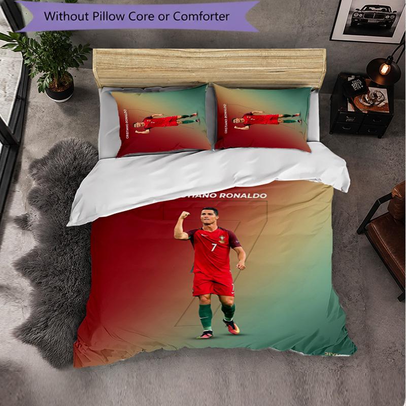 Set Lenzuola 3 Pezzi con Fantasia Cristiano Ronaldo Morbida Microfibra Copripiumino con Federe per Camera da Letto