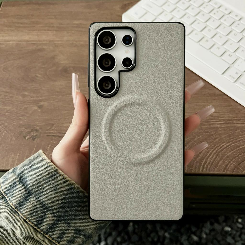 For Samsung Galaxy S26 Ultra Magnetic Case PU Leather + TPU Phone Back Cover