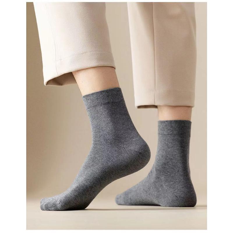 Men's Spring and Summer New Style Leisure Business Solid Color Breathable Sweat Absorbent Tube Cotton Socks