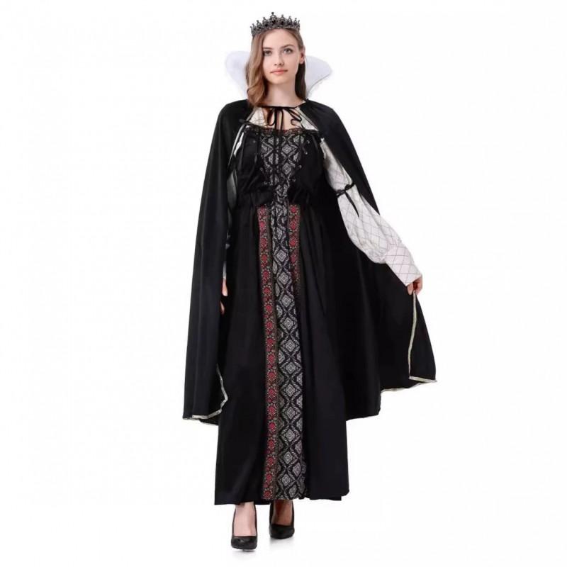 M-XXL Halloween Medieval Queen Cape Cosplay Costume Vintage Court Style Performance Outfit