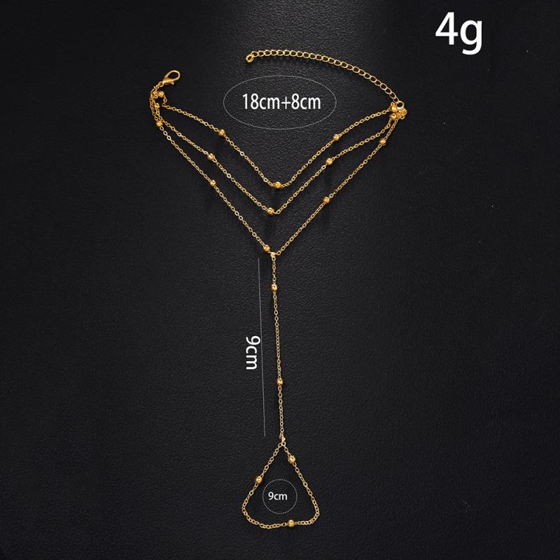 Simplicity Multi-Layer Metal Beades Bracelet for Women Trend Gold Silver Color Bracelet Connect Finger Ring Jewelry Accessories