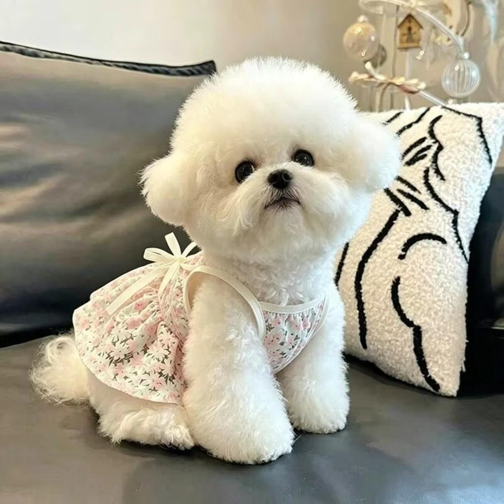 Floral Print Dog Dress Lightweight Dog Skirt New Pet Princess Dress  Puppies