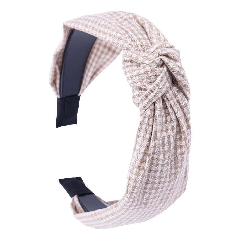 Vintage Checked Headband Non Slip Stripes Hair Hoop for Women Christmas Top Knot Hairbands Kids Girls Children Hair Accessories