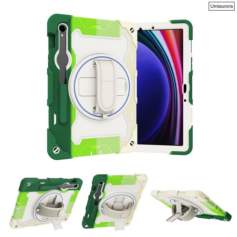 For Samsung Tab S7 S8 S9 FE Plus S10 Ultra SM-X920 12.4" SM-X820 X610 X520 Shockproof Stand Strap Tablet Case Rugged Cover Funda