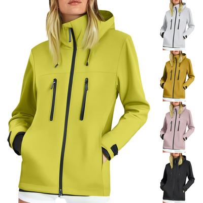 Damen Locker Lässig Modisch Outdoor Einfarbig Winddicht Wasserdicht Jacke Jacke