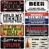 Drinking Beer Licenses Plate Garage Plaque Metal Tin Sign Decorative Car Plate For Living Room Door Club Garage Wall Decoration
