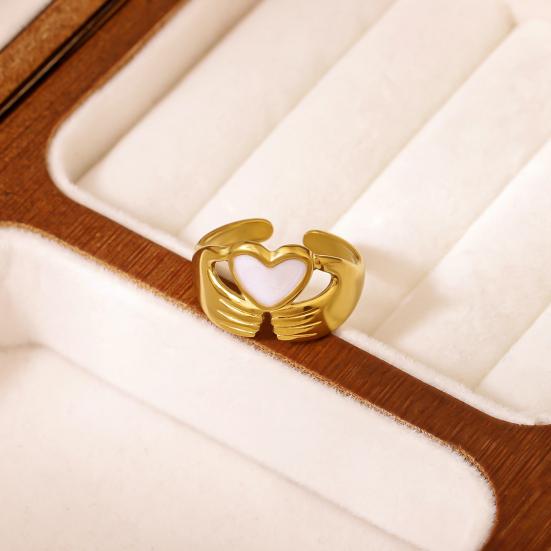 Holding Heat Hands Open Women Adjustable Ring for Enamel