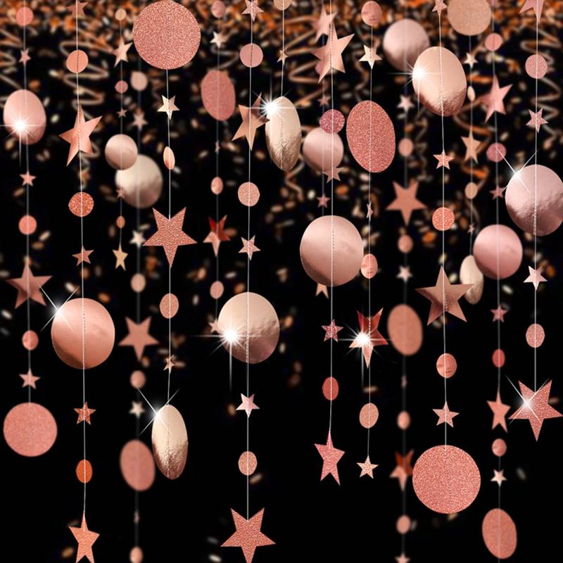 4M Paper Star Round Garland Banner Adult Birthday Party Decorations Kids Boy Girl Baby Shower Hanging Curtain DIY Wedding Decor