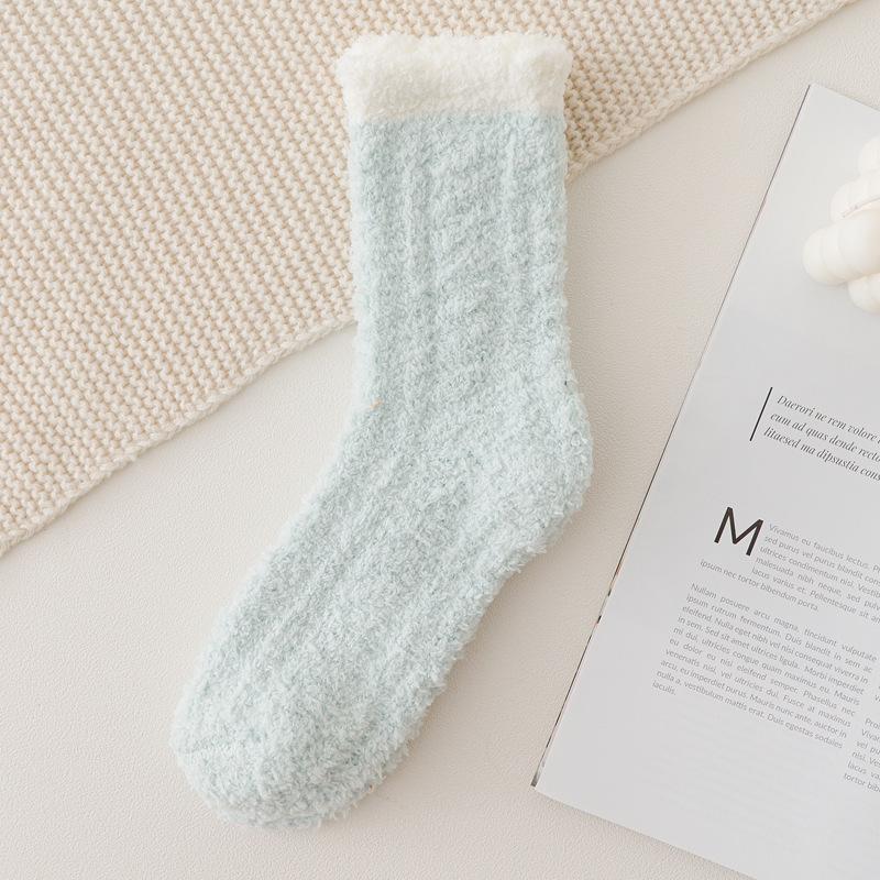 Winter Women's Twist Coral Fleece In The Tube Wild Warm Floor Socks Adult Socks