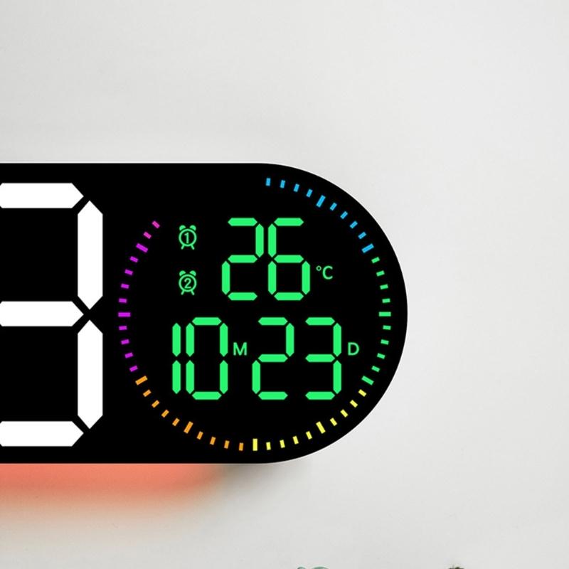 Large LED Wall Clock with Remote Control 2 Alarms Date Temperature Easy To Read Display for Home Decors Time Management