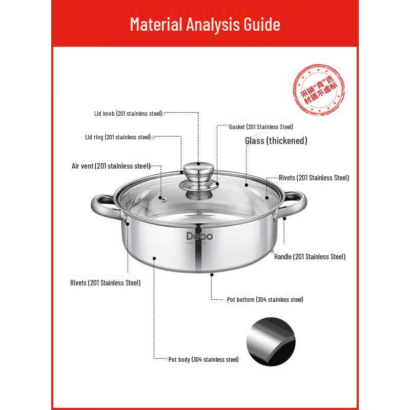 DeBo Belle 28cm 304 Stainless Steel Soup Pot