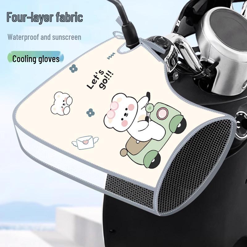 Electric Scooter & Motorcycle Sunshade Gloves: Breathable, Waterproof, All-Season Handlebar Covers.