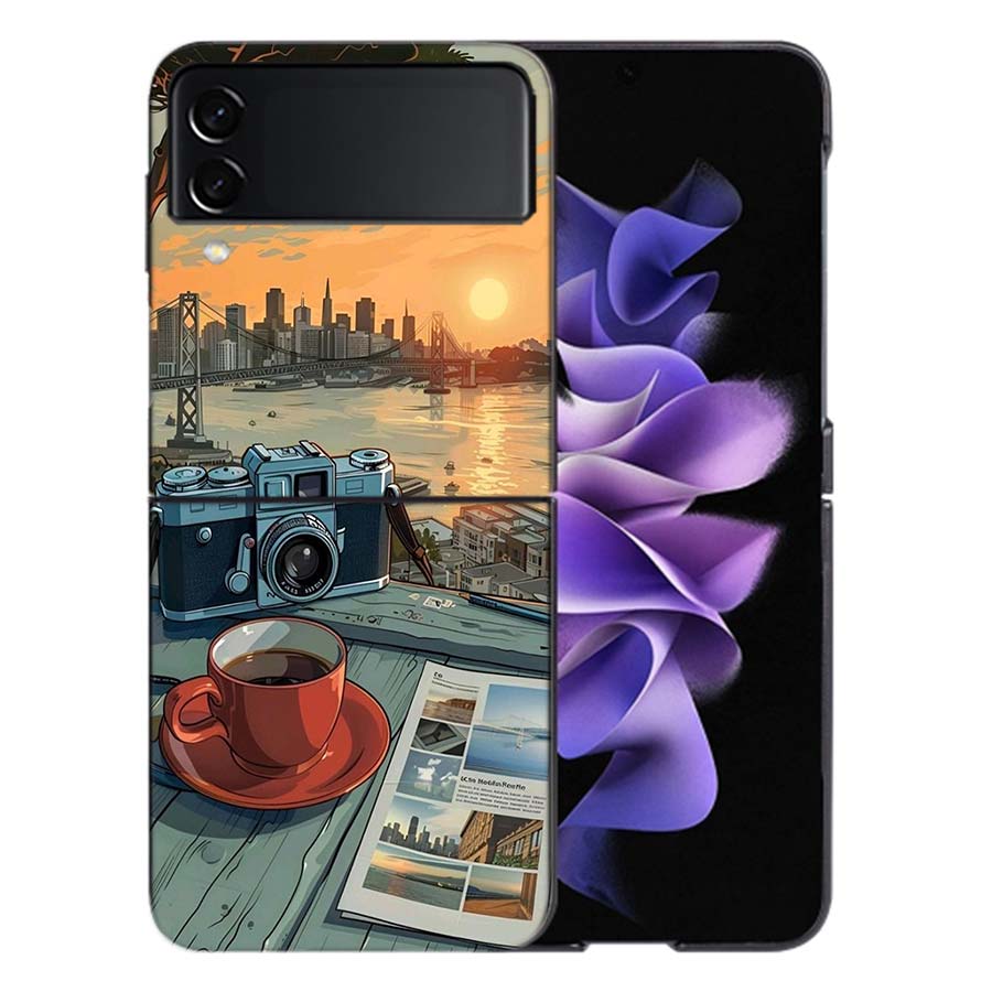 Camera and Souvenirs With Scenery Coque For Samsung Z Flip7 6 Galaxy Case Shockproof Z Flip5 Z Flip3 4 5G Hard Cover Phone TPU