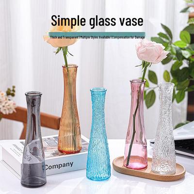 Französische Retro-Prägeglas-Mini-Vase - Transparentes Hydroponik-Blumenornament für das Wohnzimmer