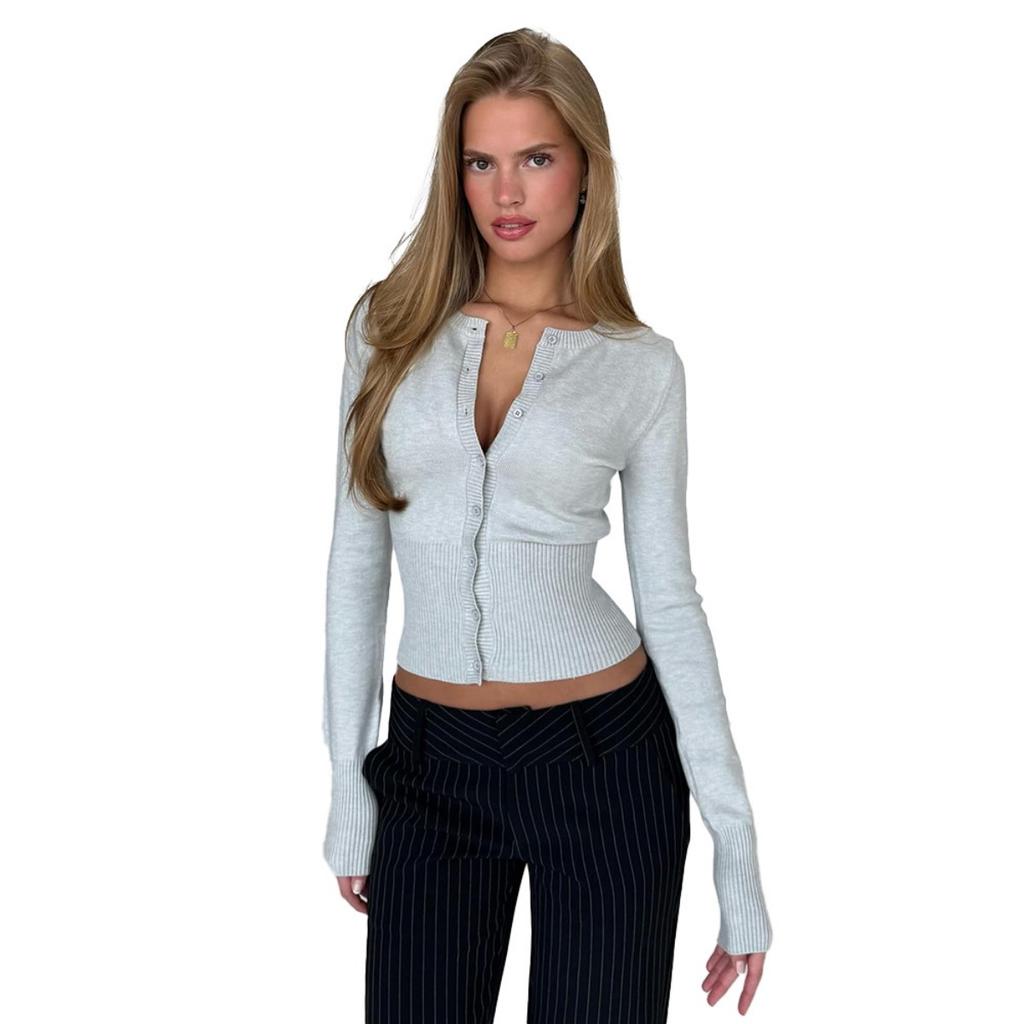 Fall Winter New Women's Slim Fit Knitted Long Sleeve Cardigan Base Sweater, European American Style