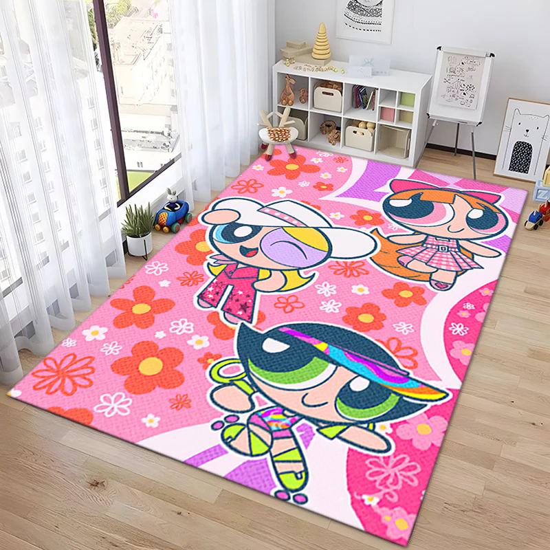 1Pc The Powerpuff Girls Printed Rectangle Carpet, Home Door Mat, Outdoor Travel Protection Carpet A7