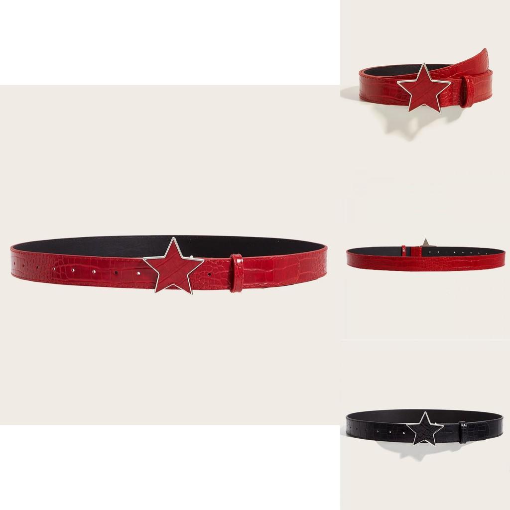 Fashion Pu Leather Belt With Star Pattern And Snap Button Closure For Youth