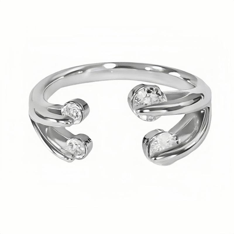 Niche High-End Flash Diamond Sweet Zircon Super Fairy Open Ring Temperament Fashionable Index Finger Ring Woman