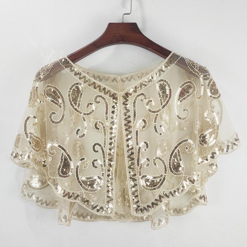 Plus Size Women's Sequin Mesh Shawl - Embroidered Beaded Sleeveless Cardigan & Sunscreen Jacket