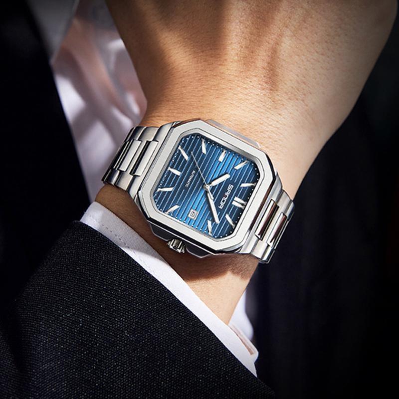Men's Mechanical Square Watch Waterproof Calendar Solid Steel Strip Leisure Business Mechanical Watch