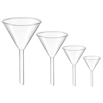 4 Pcs Funnel Funnels Mini Glassware for Filling Bottles School Supplies Lab Long Neck Chemistry Gifts
