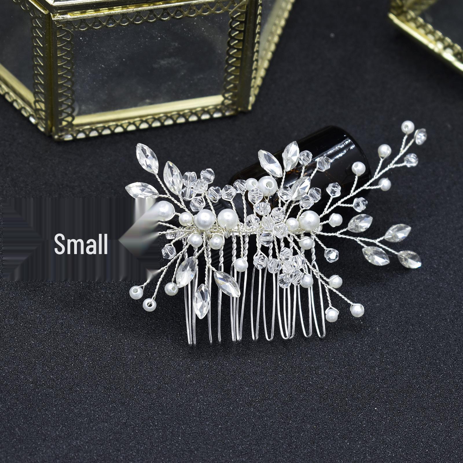 

Сделанный вручную европейский свадебный гребень для волос со стразами, кристаллами и жемчужным бисером для причесок «пучок» - A486 серебряный