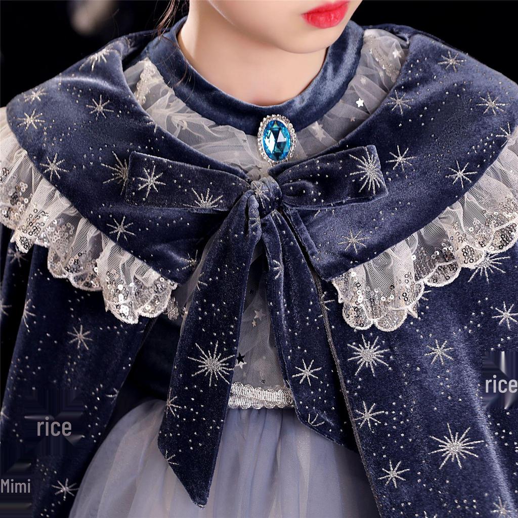 Halloween & Christmas Elsa Princess Velvet Shawl for Kids