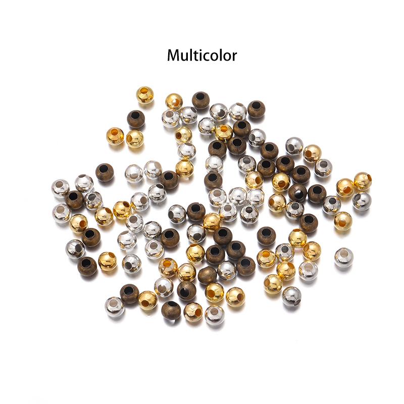 20-500pcs/lot Round Tone Metal Beads Iron Smooth Loose Ball Beads for Jewelry Making Beads DIY Bracelet Necklace Wholesale