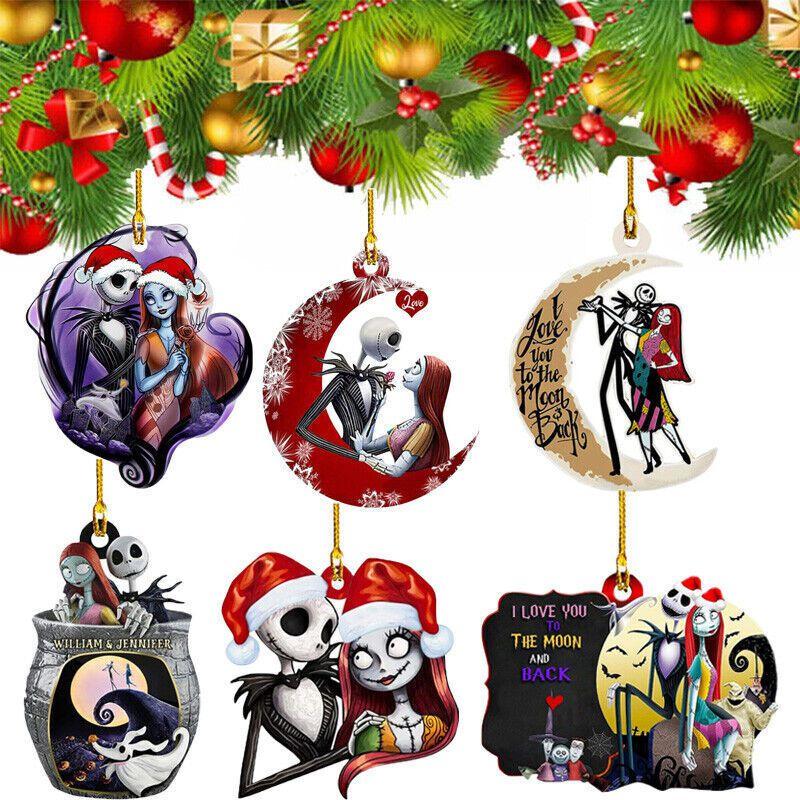 Nightmare Before Christmas Jack Sally Weihnachtsbaum Anhänger Halloween Deko Acryl Geschenk