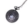 Large Black Chunky Chain Pocket Watch with Double Roman Numerals & Openwork Lace