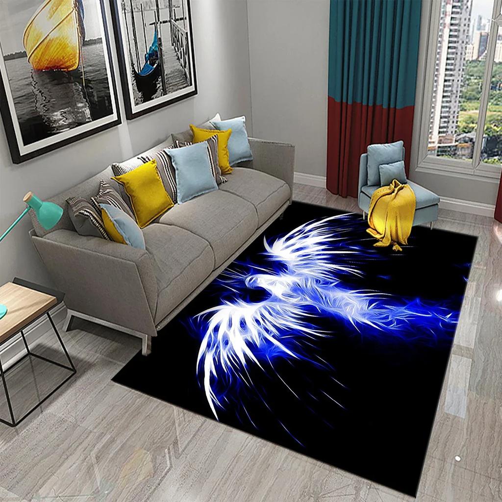 Czerwony Dywan z Feniksem 3D Dywanik Obszarowy Duży Dywan do Salonu Sypialni Dekoracja Sofy Kuchnia Łazienka Antypoślizgowa Mata Podłogowa Dywan
