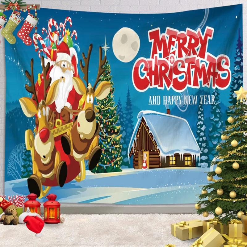 Ashou Merry Christmas Tapestry Wall Decor Hanging Room Decoration Christmas Tree Decorations Santa Claus Tapestry Home Decor