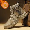 Fashion Men's Camouflage Boots Trendy Casual Retro Desert High Quality Plush Middle Top Motorcycle Outdoor Hiking Work Shoes