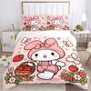3pcs My Melody's Sweet Strawberry Basket Adventure Quilt Set - Soft and Comfortable Bedroom, Guest Room and Dorm Decor Bedding Set H080