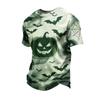 Men's Halloween Vintage Short Sleeve T Shirt Loose Fit Breathable Summer Sports Streetwear Casual Everyday Top with Pumpkin and Bat Print