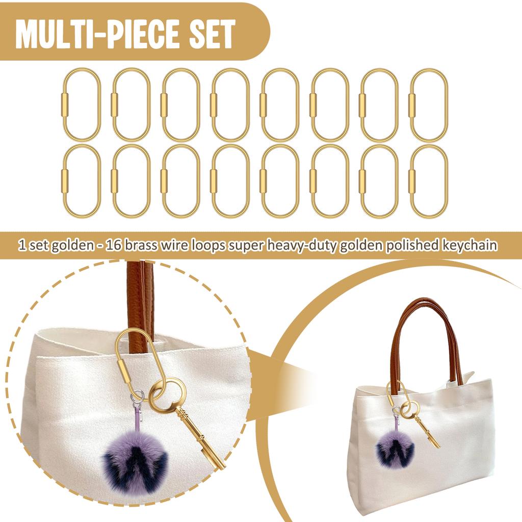 Brass Key Ring Gold Key Chain Organizer Holder Men Women Keychain with Secure Screw Locking for Key Handbag Mountaineering Bags