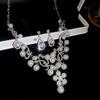 French diamond-encrusted water drop pearl stud earrings necklace, court temperament, versatile jewelry set, light luxury and high-end jewelry.